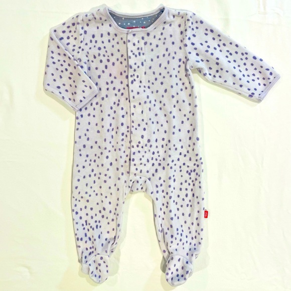 Magnetic Me Other - New Magnetic Me Velour Footie Girls 3-6M Boys Painted Dots Sleeper Pajamas Fall